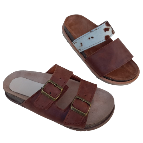 Sandalias Doble Hebilla Artesanales – Cuero &amp; Cuero de Vaca