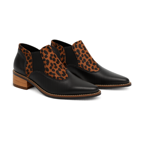 Botineta Negra + Animal Print