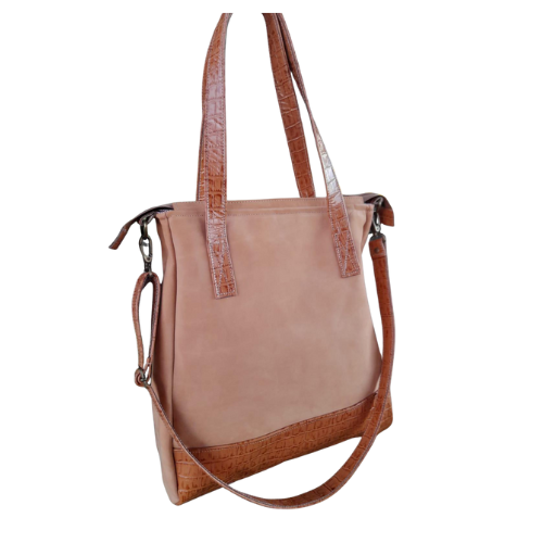 Cartera Tote en Nude con detalles texturados