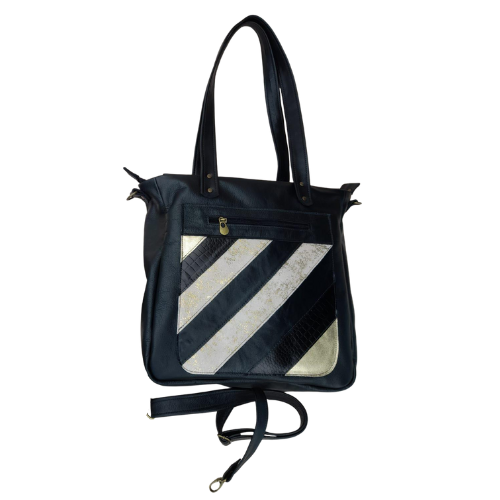 Cartera Patchwork Black &amp; Silver