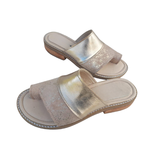 Sandalias de cuero con acabado metalizado