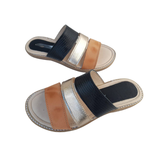 Sandalias de cuero tricolor