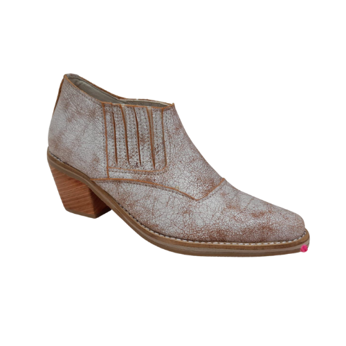 Botines cuero craquelado con taco medio