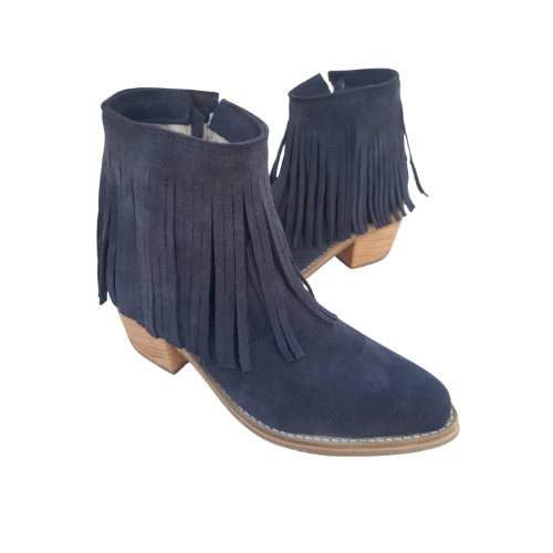 Botinetas de gamuza con flecos – estilo western