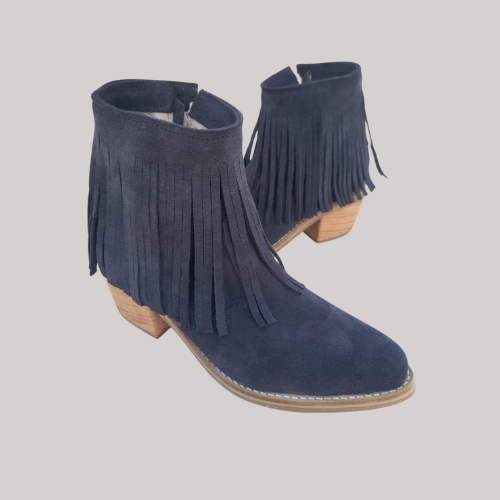 Botinetas de gamuza con flecos – estilo western