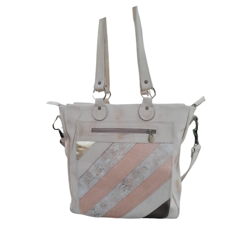 Cartera Patchwork en Tonos Neutros y Rosados