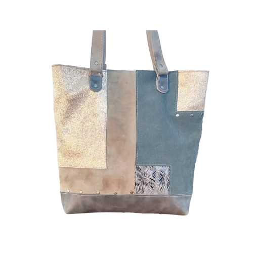 Cartera Patchwork en Tonos Tierra y Metalizados